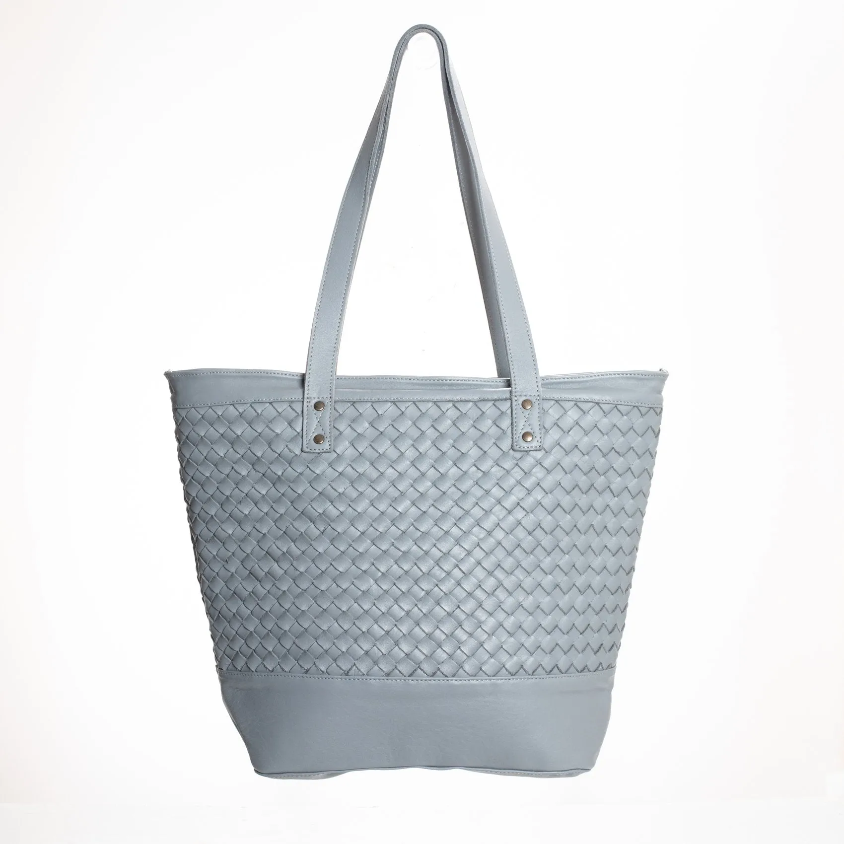 HANDWOVEN CESTA TOTE - FULL LEATHER - GREY