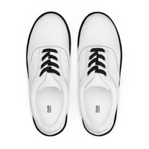 iSAW Mens White / White Black Lace-Up Canvas Shoes