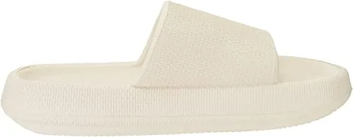 Joomra Shower Slippers for Women Mens Massage Foam Pillow House Shower Bath Bathroom Home Platform Sandals Slipers Cushion Cloud Slides for Ladies Female Male Sandles Beige 39-40