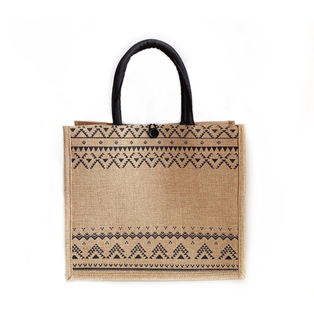 Jute Tote Bag with Handle Reusable Handbags Burlap Tote Mama Bag Style 2