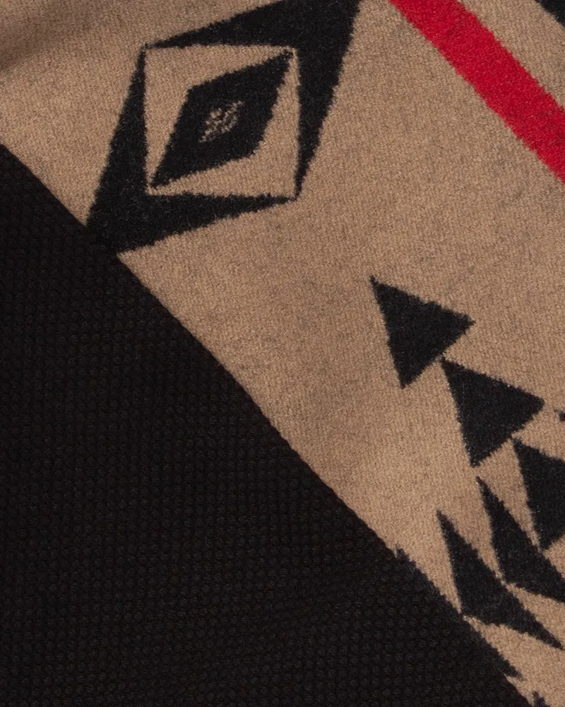 Kiriko Original Tsuno Tote, Sashi-Ori, Black with Tan and Red Wool Pendleton Fabric