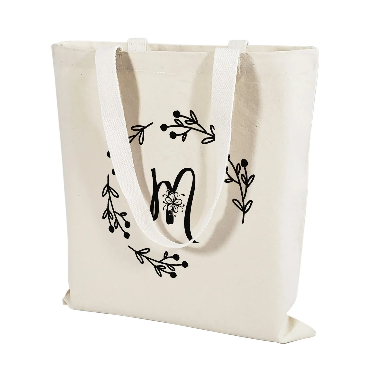 ''M'' Letter Initial Canvas Tote Bag - Initials Bags