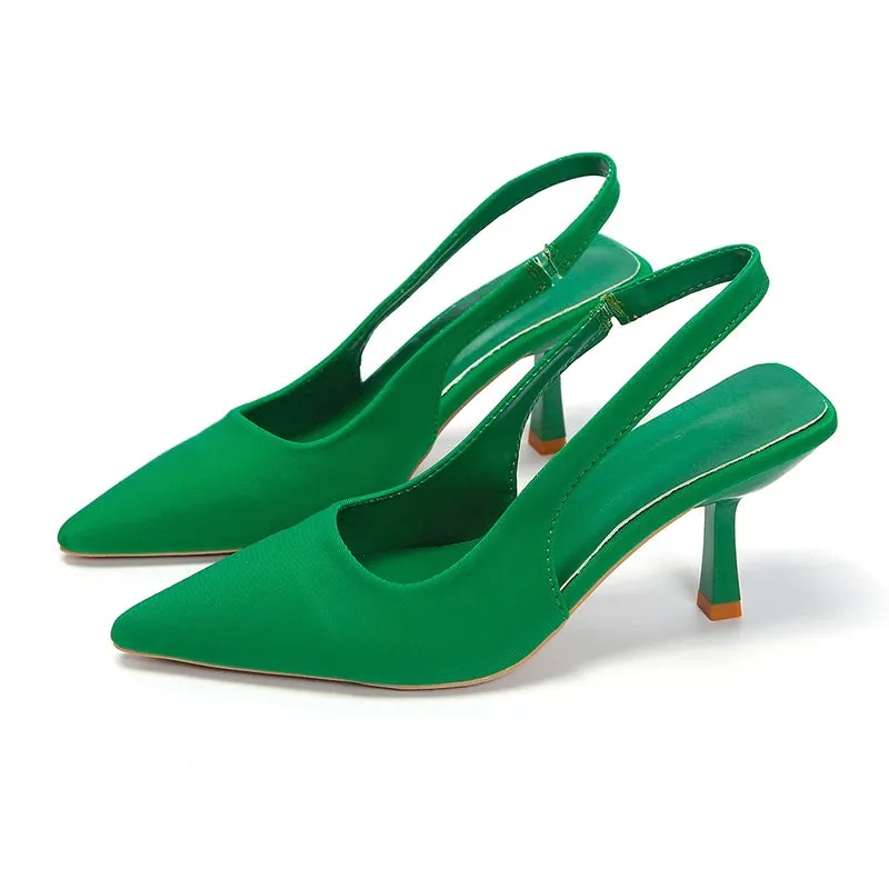 Pointed Toe Sling Back Stiletto Heel Sandals