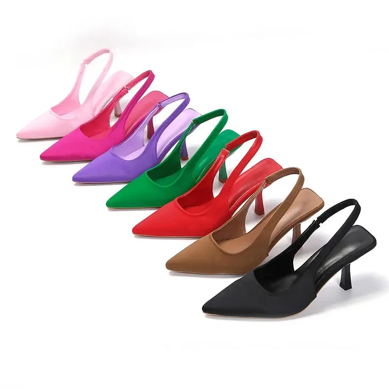 Pointed Toe Sling Back Stiletto Heel Sandals