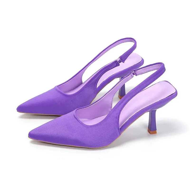 Pointed Toe Sling Back Stiletto Heel Sandals