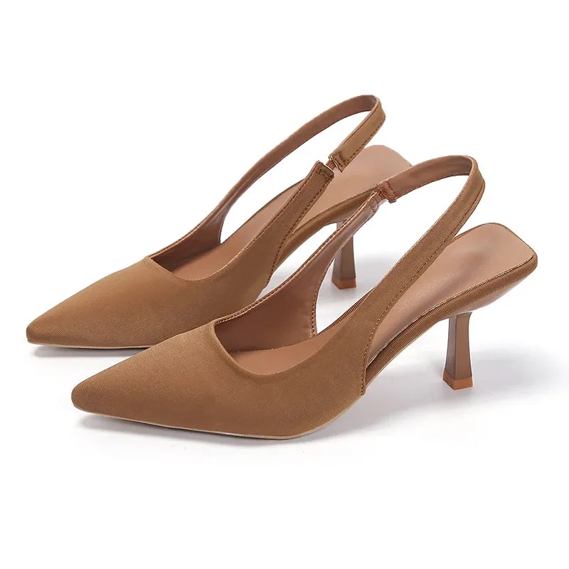 Pointed Toe Sling Back Stiletto Heel Sandals