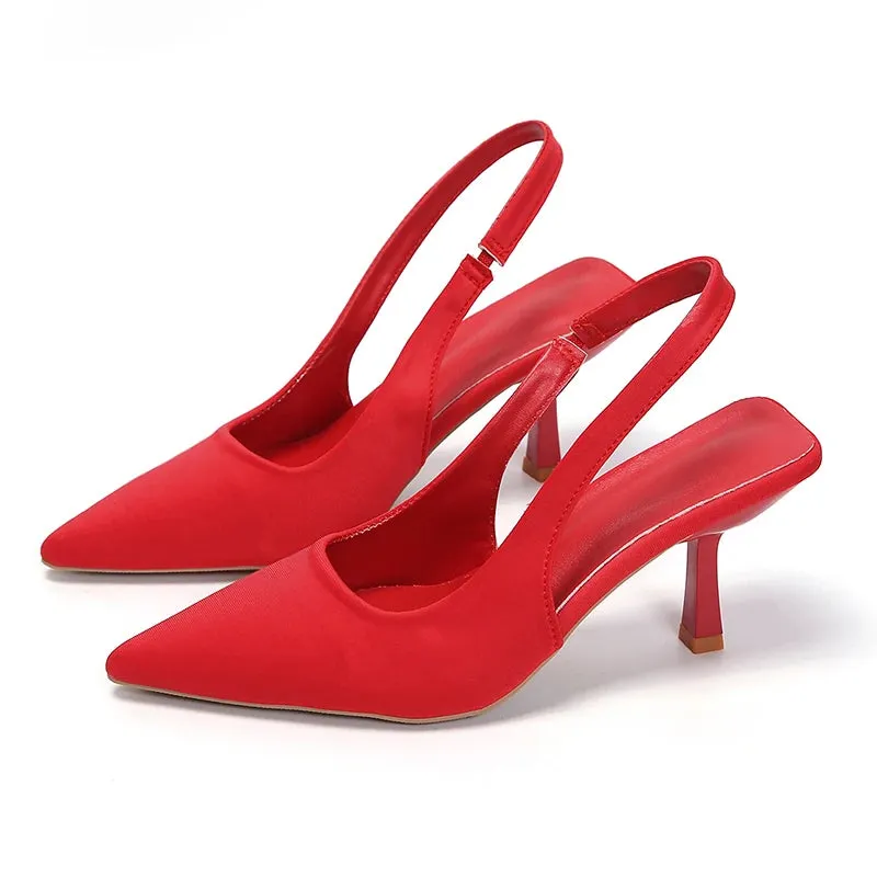 Pointed Toe Sling Back Stiletto Heel Sandals