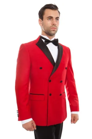 "Bryan Michaels Men's Slim-Fit Red Double-Breasted Tuxedo"