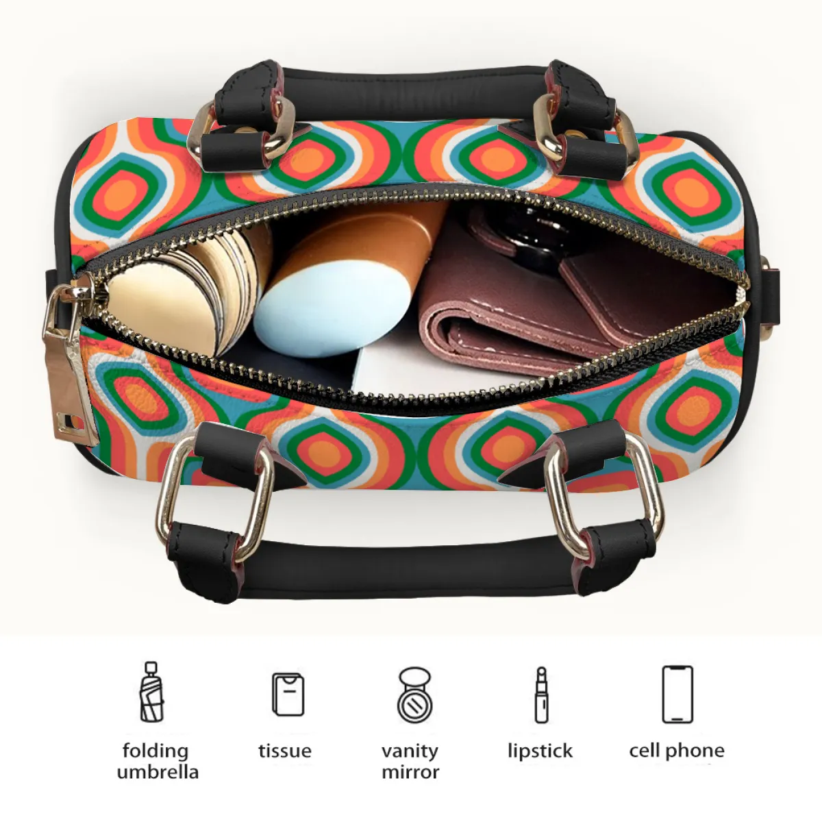 Retro Handbag Shoulder Bags Artificial Leather Handbags with Removable Strap
