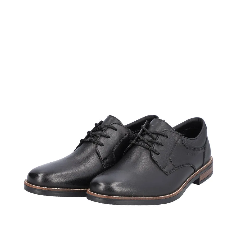 Rieker 13510-00 Mens Black Leather & Textile Lace Up Shoes