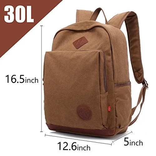 School Backpack,AUGUR Vintage Casual Canvas Backpack Travel Hiking Rucksack for Men Women
