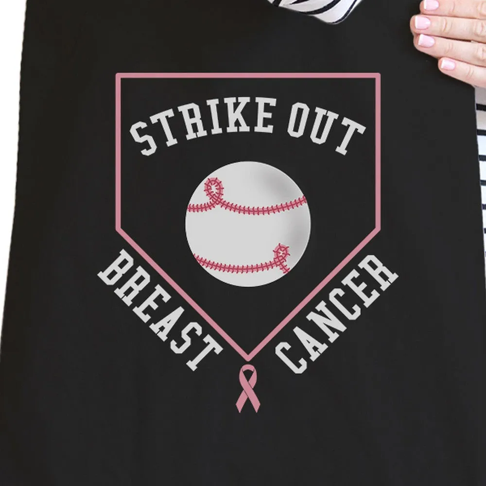 Strike Out Breast Cancer Baseball Black Canvas Bags