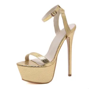 Tucomosi Gold High Heel Stiletto Platform Clubwear Shoes