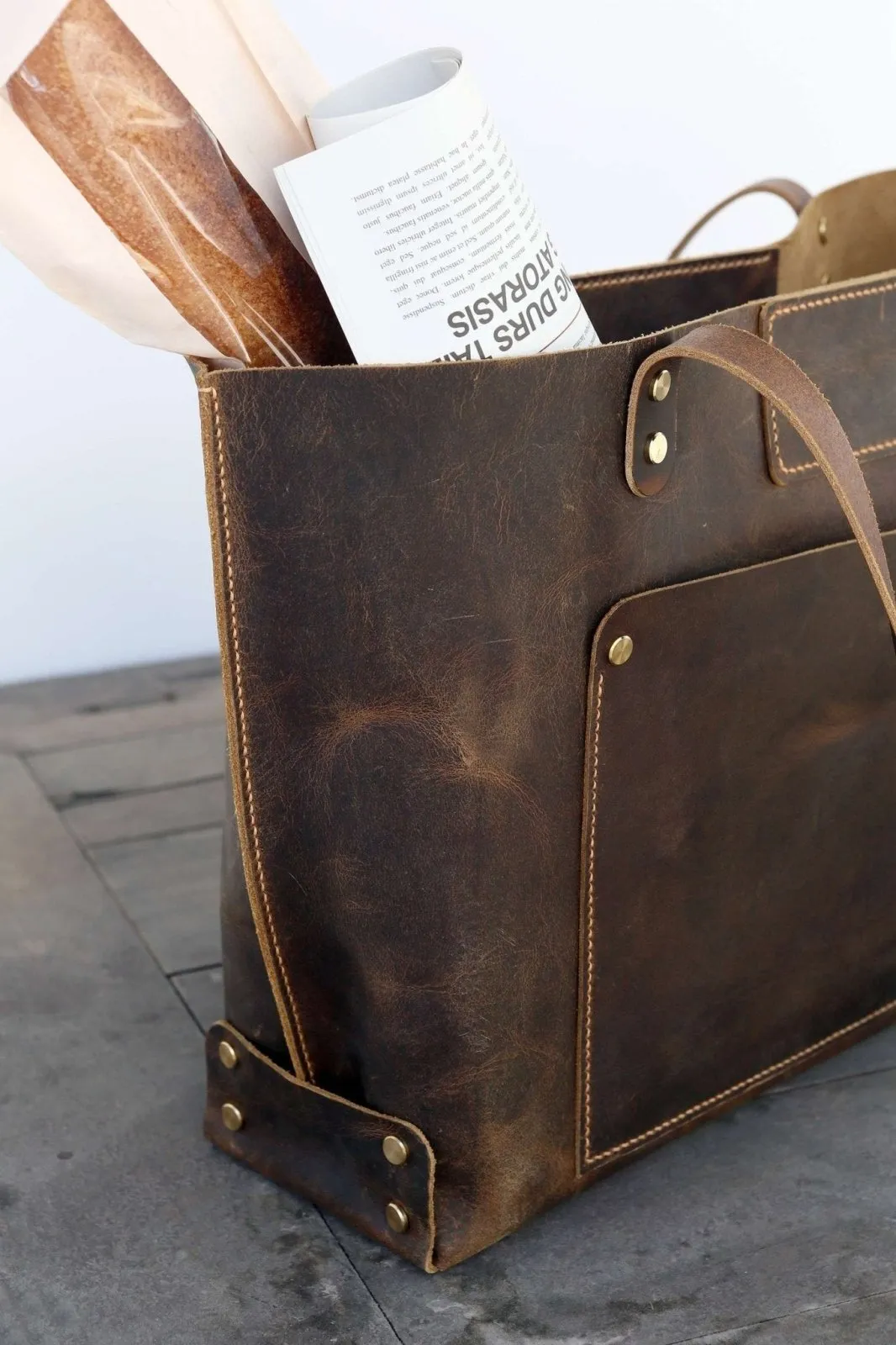 Vintage leather extra large tote bags