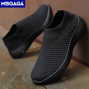 Women Casual Shoes Fashion Breathable Walking Flat Shoes Slip On Black Female Loafers Lightweight Jogging Shoes