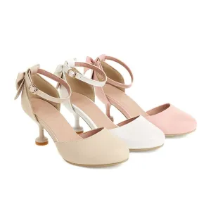 Women's Back Bow Tie Ankle Strap High Heels Sandals