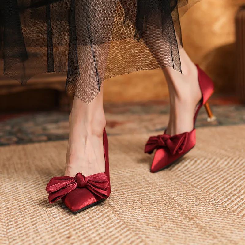 Women’s Fashion Bow Suede High Heels