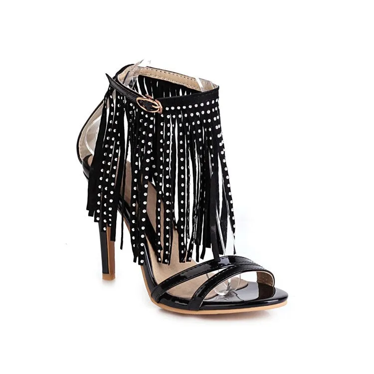 Women's Rivets Tassel High Heel Sandals