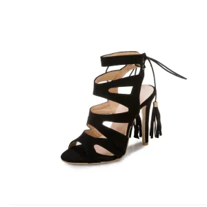 Women's Suede Hollow Out Stiletto High Heel Sandals