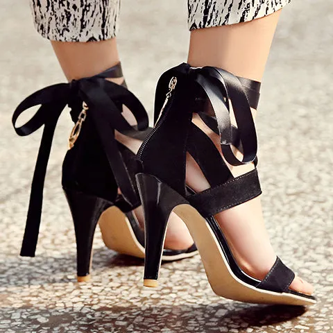 Women's Tied Strap Stiletto Heels Sandals